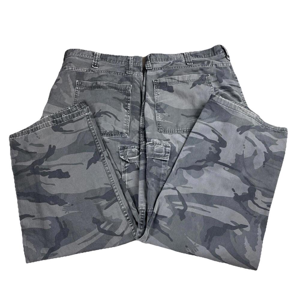 Lot Of 2 Y2K Wrangler Camo Canvas Cargo Pants Men's 42 X 30 Gray Wideleg Skater